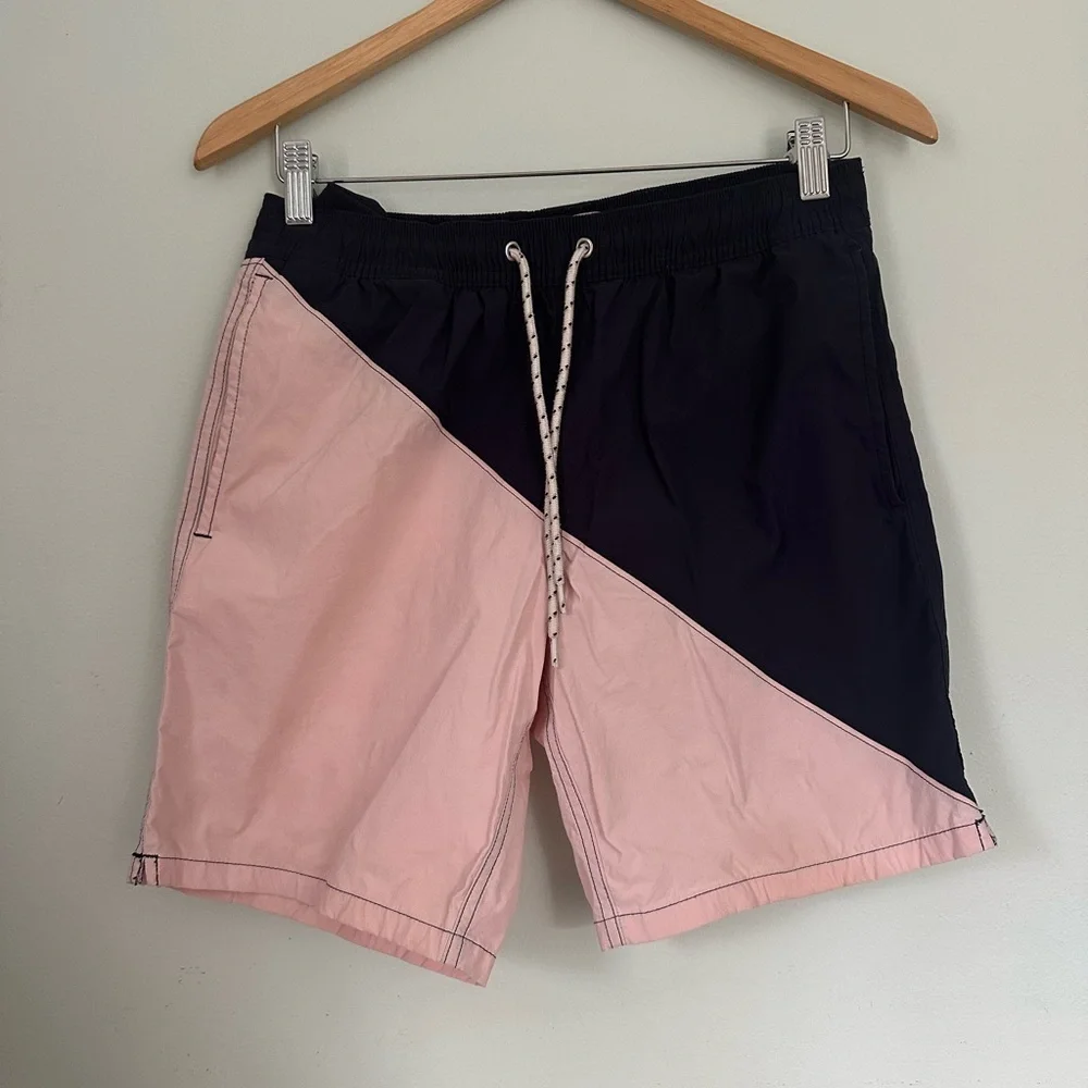 Men's jcrew color block Swim Shorts - Navy and Pink